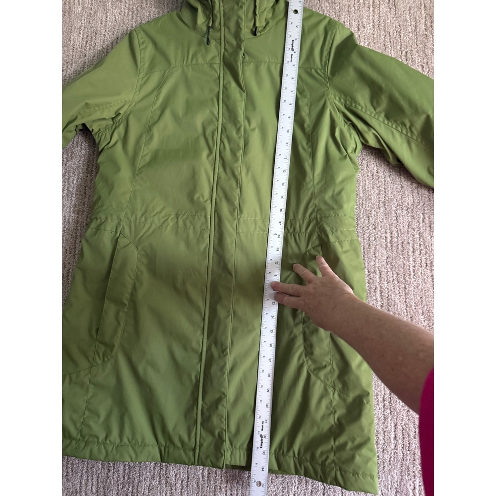 LL Bean Winter Warmer Coat Green Fleece Lined Hooded Parka M Reg 271139 - Picture 3 of 12